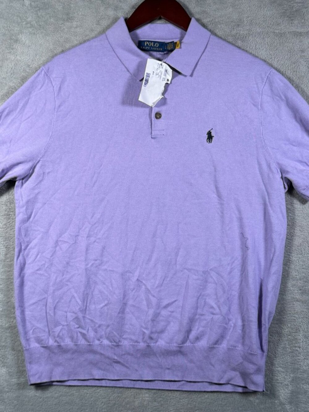Polo Ralph Lauren Sweater Mens L Purple Short Sleeve Knit Shirt Cotton Pony $125